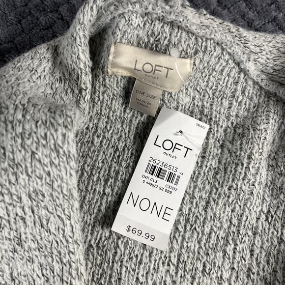 New Loft Textured Open Poncho Sweater OS One Size Neutral Minimal Heather Gray - Picture 3 of 5